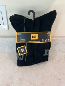 Calcetines para botas de peso medio Caterpillar CAT - para hombre 8-12 - negros - (6) pares nuevos con etiquetas - Imagen 1 de 7