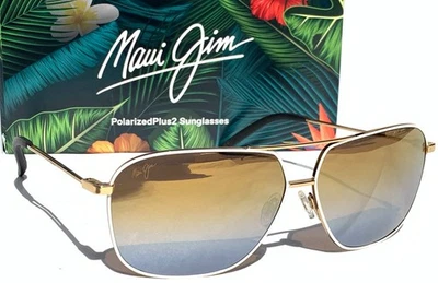 Maui Jim Kami POLARIZADO Dorado Plata Vidrio Lente Espejo Gafas de Sol Piloto DGS778-05C Foto 1 de 4