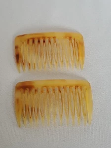 Vintage 2 French Hair Side Combs Faux Tortoise Shell Made in France  - Picture 1 of 5