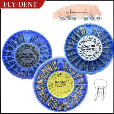 Dental Screw Post Titanium/Stainless Steel/Gold Plated Conical Root Canal Pins - Image 1 of 4