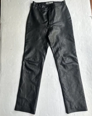 Pantalones de cuero negros vintage años 90 Margaret Godfrey para mujer talla 4 pierna recta Foto 1 de 4