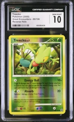 Treecko 90/106 Great Encounters Pokemon Reverse Holo CGC 10 GEM MINT - Image 1 of 3