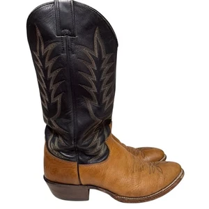 Justin 2603 Western Cowboy Boots Men’s Size 8 D Brown Black Leather Vintage - Picture 1 of 14
