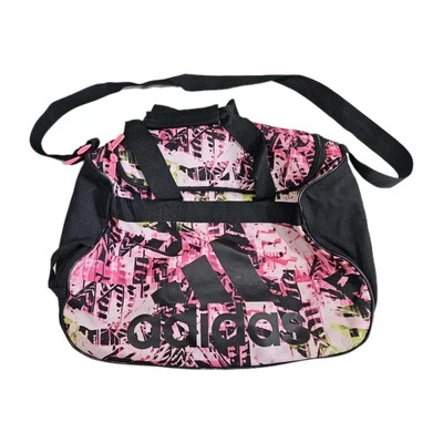 Adidas Womens Pink Black Diablo Small Duffle Gym Bag - Image 1 of 4