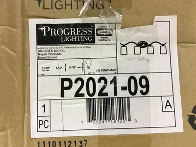 Progress Lighting P2021-09 Inspire 4-Light Brushed Nickel Vanity Light New - Image 1 of 2