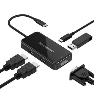 Simplecom DA451 5-in-1 USB-C Multiport Adapter MST Hub with VGA and Dual HDMI - Picture 1 of 1