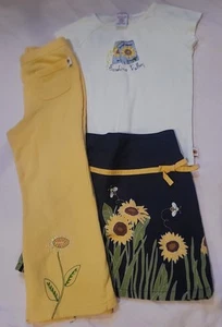 EUC Vintage Gymboree 2003 Sunflower Fields Lot Outfit Shirt, Skirt, Pants Size 4 - Picture 1 of 7