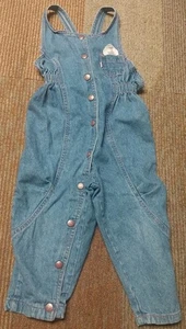 Girls Vtg Blue Denim Little Levi’s Overalls/Romper Size 4T accents w/flowers - Picture 1 of 8