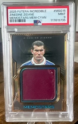 2025 Futera Incredible ZINEDINE ZIDANE GOLD FRAME USED PATCH # 8/8 PSA Mint 9 🔥 - Image 1 of 4