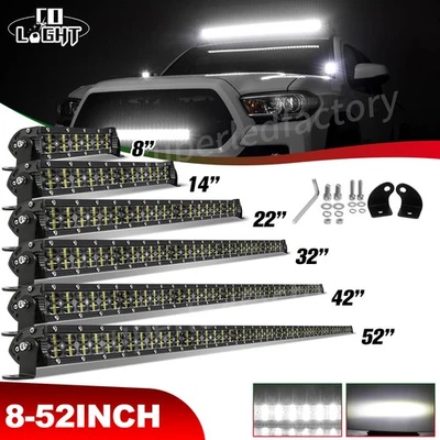 8" 14" 22" 32" 42" 52" DUAL ROW LED Work Light Bar Fog Driving Beam 4X4 Off-road - Image 1 of 4