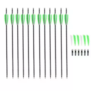 12Pcs 30-inch Carbon Arrow Spine 500 OD 7.8mm W/ Removable Tips for Compound Bow - Picture 1 of 10
