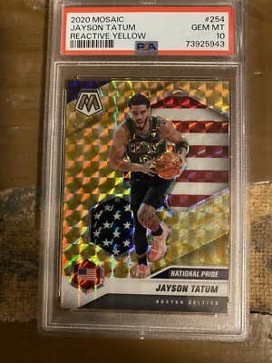 2020 Mosaic Jayson Tatum Reactive Yellow PSA GEM MT 10 - Image 1 of 2