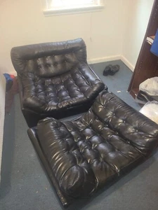 Atlas Black Leather Lounge Chair - Picture 1 of 1