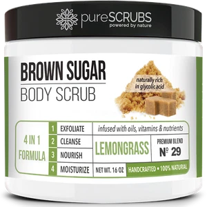 Exfoliante facial y corporal pureSCRUBS hierba de limón azúcar morena + cuchara, esponja y jabón GRATIS - Imagen 1 de 8