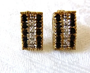 Genuine Sapphires in 18K Gold-Plated Earrings 1/2 inch tall Pierced - Picture 1 of 3