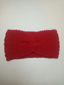 Handmade red chunky knit twisted headband, ear warmer - Picture 1 of 3