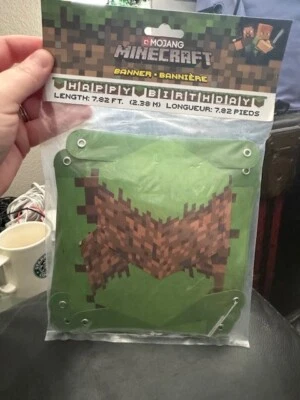 Banner de feliz cumpleaños Minecraft 7,82 pies articulado para decoración de fiestas de jugadores suministro nuevo Foto 1 de 2