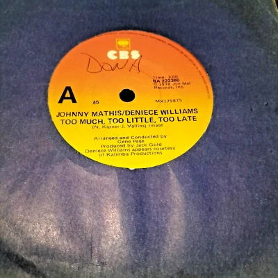 Johnny Mathis/Deniece Williams, Too Much, Too Little, Too Late. CBS, 1978 - Image 1 of 4