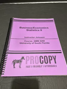 Business Economics Statistics 2 QMB 3200 University Of South Florida Spiral NEW - Imagen 1 de 8