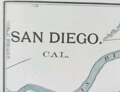Mapa de colección 1902 SAN DIEGO CALIFORNIA 11"x14" antiguo original casco antiguo Foto 1 de 4