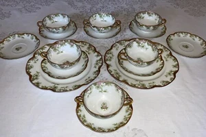 Haviland Limoges Boullion Suppe Tee Tasse & Untertasse Dessertteller 16 Teile Schleiger 33 - Bild 1 von 12
