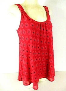 Mix It womens Medium sleeveless pink black POLKA DOT FRONT semi sheer top (T)pm - Picture 1 of 12