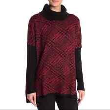Joseph A Cowl Neck Printed Knit Sweater Red Black NWT MSRP $78