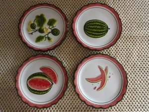 MWW Market STAGES OF A WATERMELON 4.5" Round Mini Plate Set 4Pc Mint NWT - Picture 1 of 10