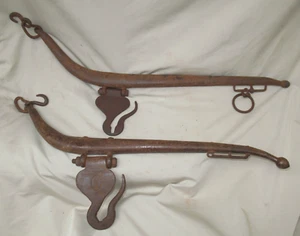 Antique Forged Iron 2x Large Horse Harness Parts HAMES Equine Farm Rustic A/F - Picture 1 of 23