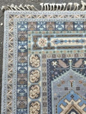 Alfombra vintage marroquí de algodón y lana anudada a mano (50W 80H) Foto 1 de 4