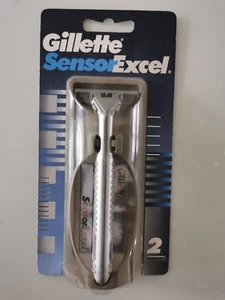 Original Gillette SENSOR EXCEL Razor Metal Handle + 2 Cartridges *1993* VINTAGE - Picture 1 of 3