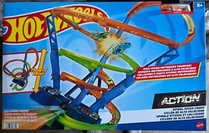 Hot Wheels Action Spiral Speed Crash Track Set + 1Car, Powered Motorized Booster - Picture 1 of 6