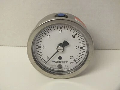 New NOS ASHCROFT 1008 Pressure Gauge 0-30 PSI 2-3/4" Diameter Face Round - Image 1 of 4
