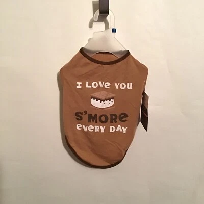 Ropa para mascotas Wag N Woof I Love You Smore Every Day marrón y blanco talla mediana  Foto 1 de 4