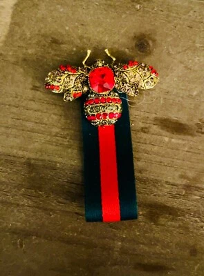 Hermoso Enorme Broche Cinta Telaraña Mariposa Cristal Gucci Reutilizado Foto 1 de 3