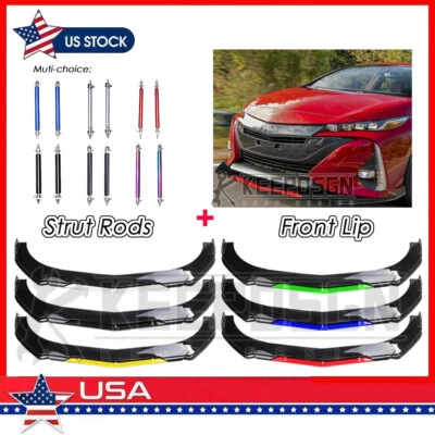 Alerón labial de parachoques delantero de barbilla brillante varillas de puntal divisor para Toyota Prius C Foto 1 de 4