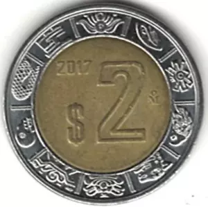 2017 mexikanische 2 Pesos ~ BIMETALL ~ UNZIRKULIERT ~ BITTE SEHEN SIE DEN SCAN stk Z1 - Bild 1 von 4