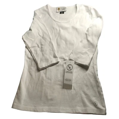 Christine Alexander Mediana BLANCA Algodón MEZCLA TOP CAMISA PISTA BAILE DEPORTE Carrera Foto 1 de 4