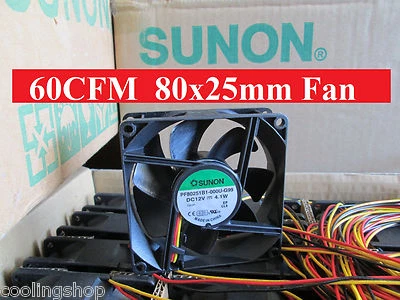 Sunon PF80251B1-00U-G99, 80mmx25mm-3pin Tac Sensor,ExtremeHi-speed 4800RPM,60CFM - Image 1 of 4