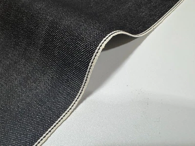 14 oz Japanese cotton black denim fabric with black selvage by the yard - Image 1 of 4