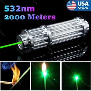 2000 meter 532nm Green Laser Pointer Pen Visible Beam Light Zoom Focus Lazer USA - Picture 1 of 12