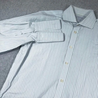 Camisa de Vestir Charles Tyrwhitt Hombres 15.5 33 Calce Ajustado Rayas Verde Negro Doble Puño Foto 1 de 4