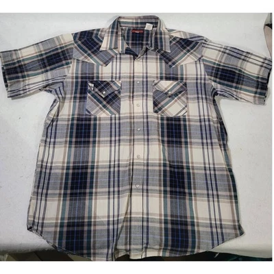 Vintage Ely Plains Blue Snap Shirt Large Mens Purple Blue Striped Cowboy Western - Image 1 of 3