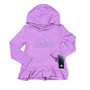 Adidas $46 Girl's Size 6 Ruffle Hoodie Lightweight Dance Performance Purple Pink - Picture 1 of 10