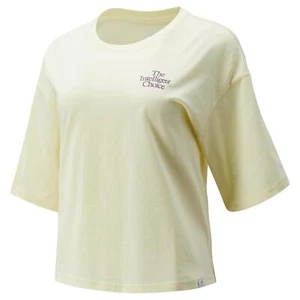 NEW BALANCE WOMEN'S ATHLETICS INTELLIGENT CHOICE T-SHIRT TEE YELLOW COMFY RETRO - Picture 1 of 6