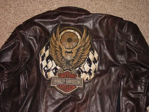 Chaqueta de cuero para motocicleta Harley Davidson Buffalo Hide Racing Eagle talla 3XL - Imagen 1 de 14