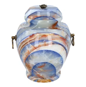 Elegante blaue Onyx Einäscherungsurne für Asche robust Natursteinurne Onyx Premium - Bild 1 von 5