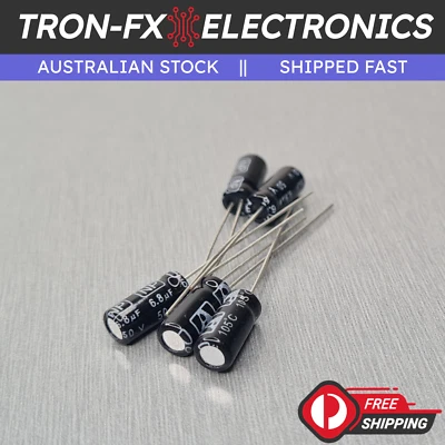 5Pcs 6.8uF 50V Non Polar High Temp PCB Electrolytic Capacitor - image 1 of 4