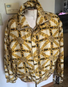 Fu Da Vintage Silk Jacket Shanghai New York Bomber Jacket NWT Sz M Gold Braid - Picture 1 of 9