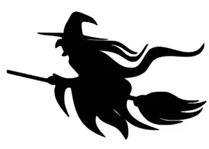 PEGATINA CALCOMANÍA DE VINILO HALLOWEEN BRUJA EN ESCOBA PARA DECORACIÓN DEL HOGAR CON VENTANAS - Imagen 1 de 2